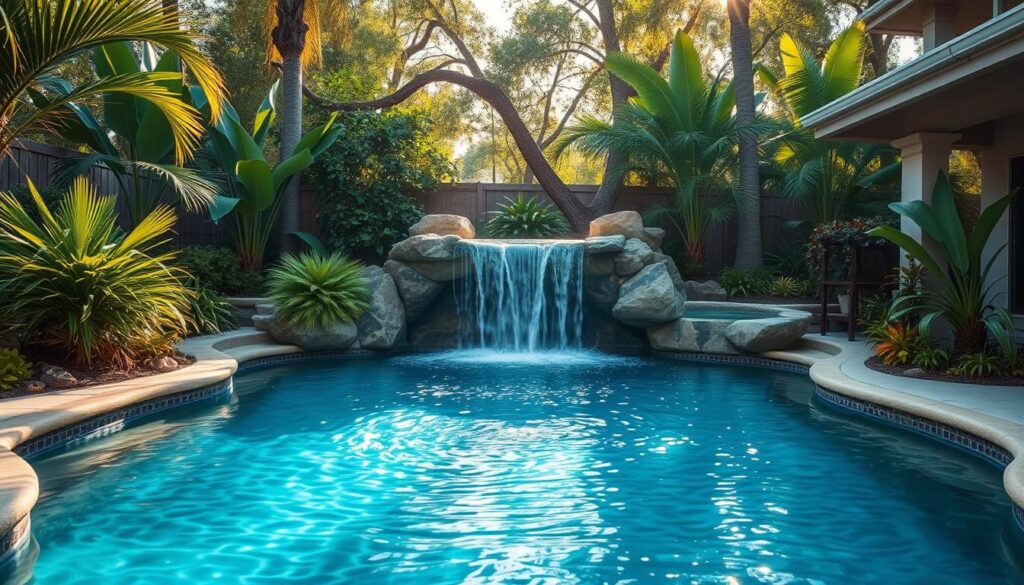 pool with waterfall